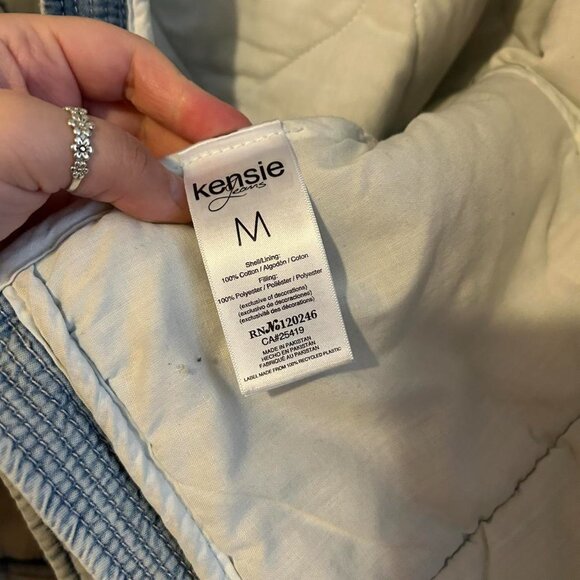 Kenzie Jeans Distressed Quilted Denim Blue Style Cotton Jacket Size Medium - Picture 7 of 8